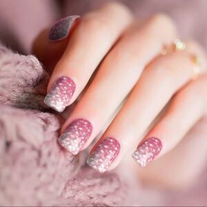 #0527 Colour Flash - Follow My Heart,hearts, ombré on baby pink base, nail wraps